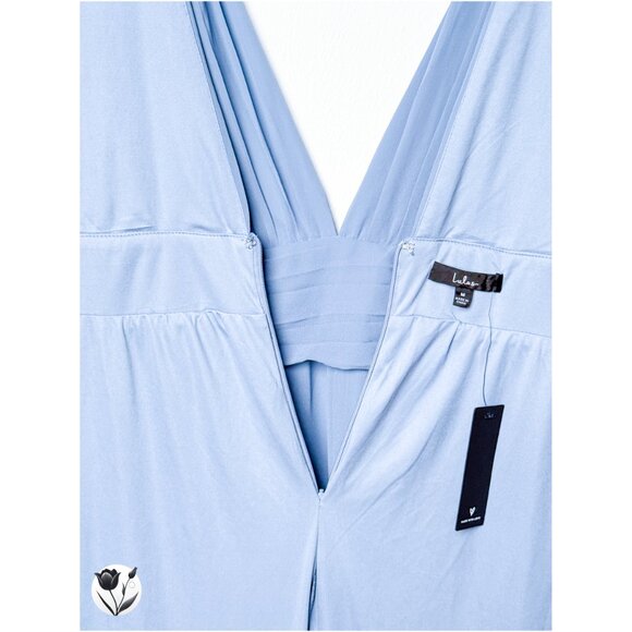 Women's NWT LULUS Jumpsuit M Blue Maxi Sleeveless V Neck Pantsuit Formal Gown - Picture 11 of 12